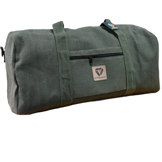 DIVIAGGIO OLIVE DUFFLE BAG W/TOP ZIPPER & FRONT POCKET C/P 12
