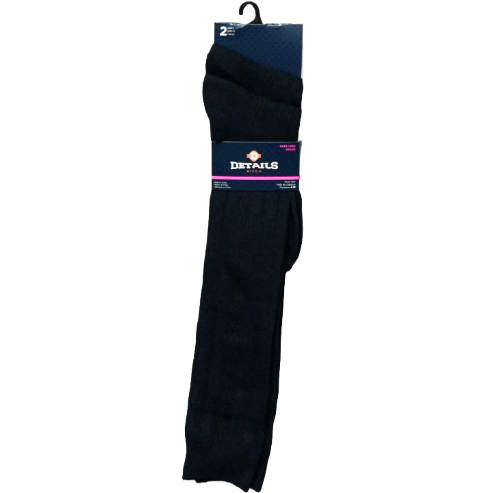 2pk NAVY GIRLS DETAILS CABLE KNIT KNEE SOCKS SIZE 9-11 C/P 60