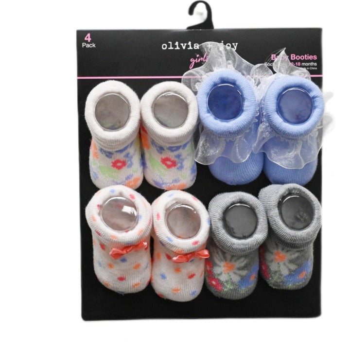 4pk OJ INFANT GIRLS DITSY BOOTIES 3-ASST SIZE C/P 60