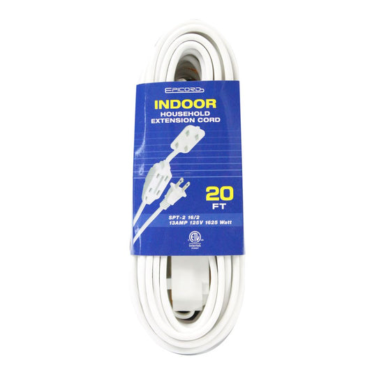 20ft WHITE INDOOR EXTENSION CORDS C/P 25