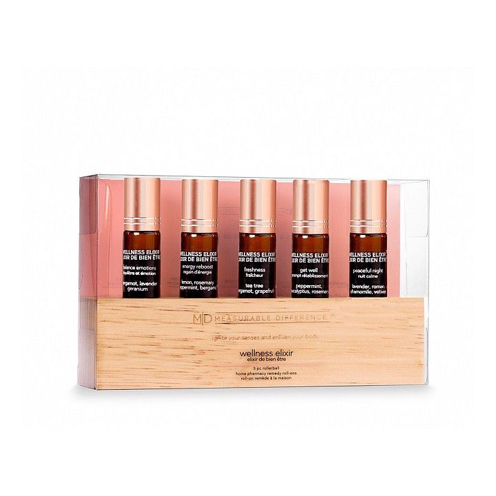 MD Wellness Elixir - 5pc Wooden Base Rollerball Collection C/P 24