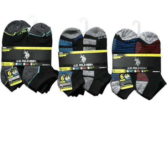 6pk MEN'S L/C CUSHION SOCKS SIZE 6-12 U.S. POLO ASSN. 3-ASST STYLES C/P 48