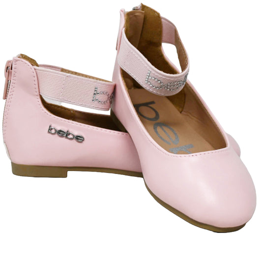 TODDLER GIRLS' BLUSH ANKLE STRAP FLATS W/BEBE HEAT SEAL DETAILSE ASST SIZE C/P 12
