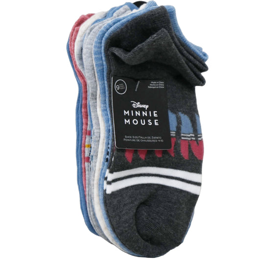 9pk WOMEN MINNIE MOUSE BOWS NS SOCKS SIZE 9-11 C/P 60