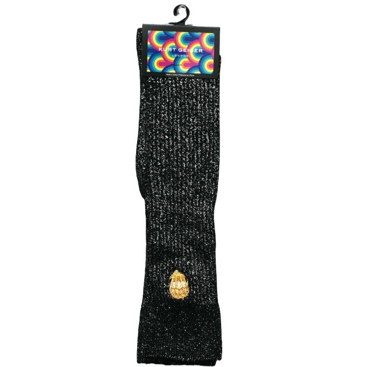 1pk WMN KG METALLIC RIB KNEE HIGH SOCKS SIZE 9-11 C/P 25 Kurt Geiger London