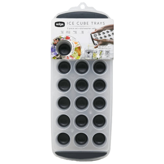 Edge 2pk Silicone Ice Cube Tray Standard Round Charcoal C/P 12