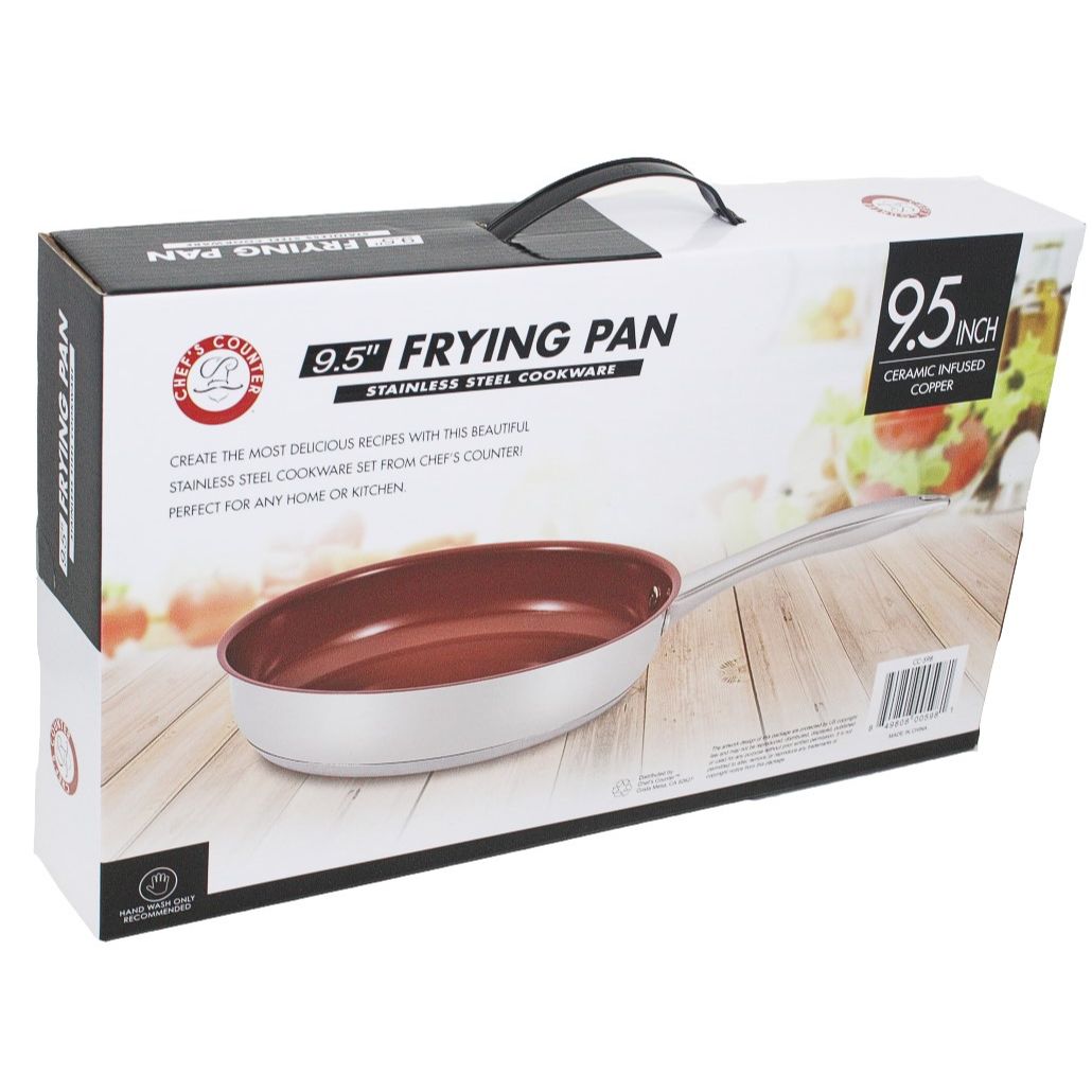9.5" STAINLESS STEEL FRYING PAN BY CHEF'S COUNTER C/P 4