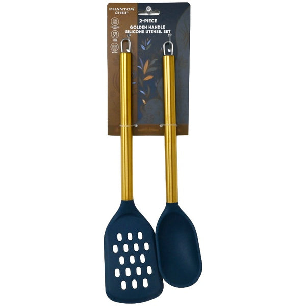 2pc Nvy Gld Turner Spoon Set C/P 12 Phantom Chef