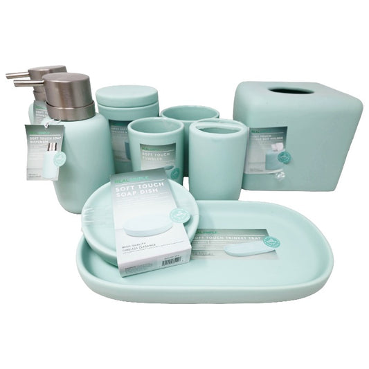 9pc TURQUOISE CERAMIC BATH SET REAL SIMPLE C/P 2