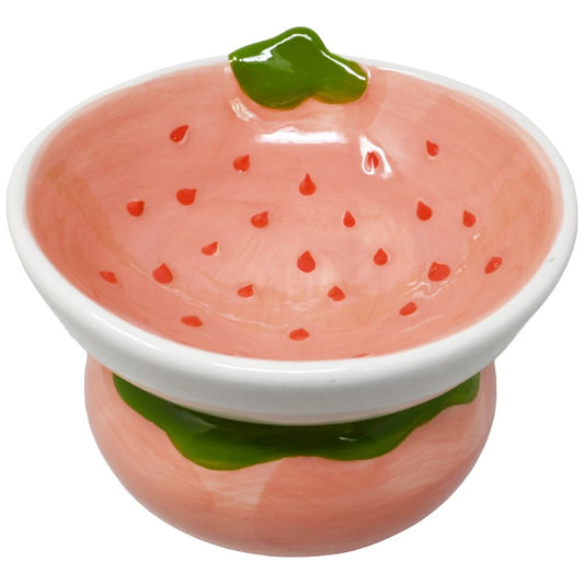Strawberry Shaped Elevated Pet Bowl C/P 6 Precious Tales