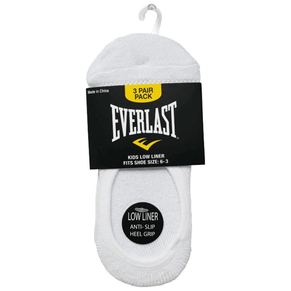 *USA ONLY* Kids Small White 3pk Unisex 1/2 Cush Low Liner Socks C/P 30