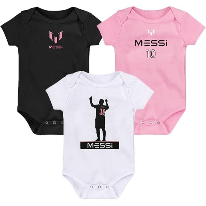 3pk GIRLS MESSI CROWD SALUTE LOGO BODYSUIT 3-ASST SIZE (3m-6m-9m) C/P 24