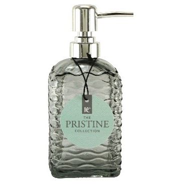 16oz Glass Soap Dispenser Grey with Chrome Pump C/P 12