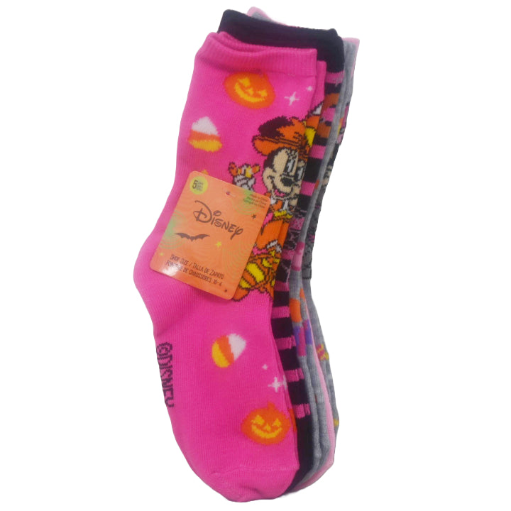 5pk MINNIE MOUSE BOO CREW SOCKS SIZE 6-8 C/P 60
