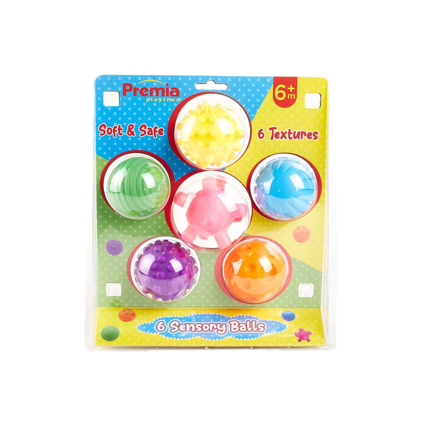 Premia 6pk Sensory Balls, Assorted Textures C/P 12