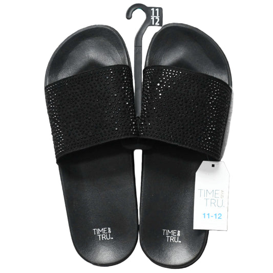 LADIES BLACK SLIDE SANDAL W/BLING SIZE 11/12 C/P 12