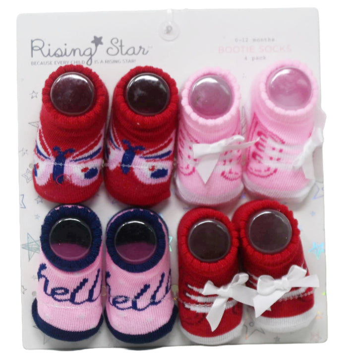 4pk 0-12m GENERIC INFANT GIRLS BOOTIES C/P 96