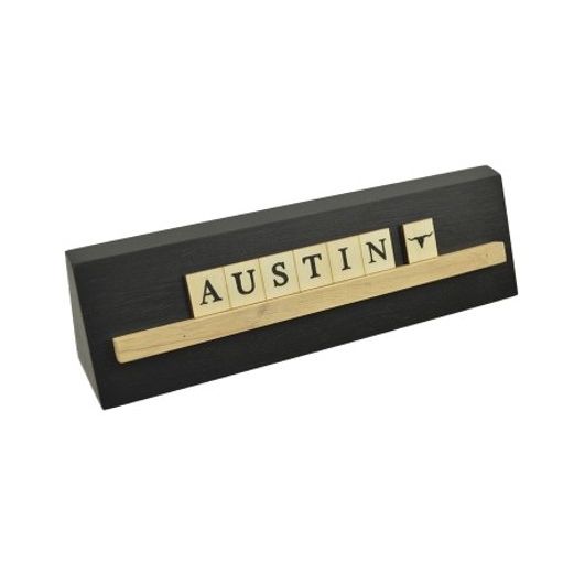 8x2 AUSTIN Print Puzzle Piece Blk Wedge Wood Stand Tabletop C/P 24