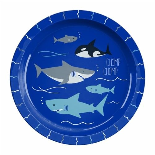 8.2" Kids Rimmed Plate - Sharks Print C/P 12