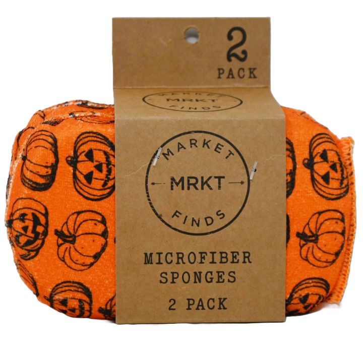 2pk Orange Sketchy Pumpkin Printed Sponges C/P 24