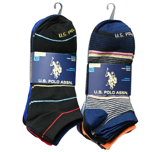 10pk MEN NC LOW CUT SOCKS U.S. POLO ASSN. ASST STYLES SIZE 6-12 C/P 48