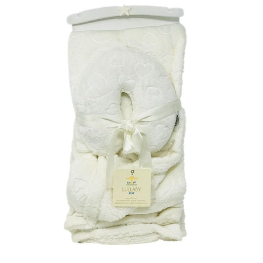 IVORY BABY BLANKET W/PILLOW C/P 24