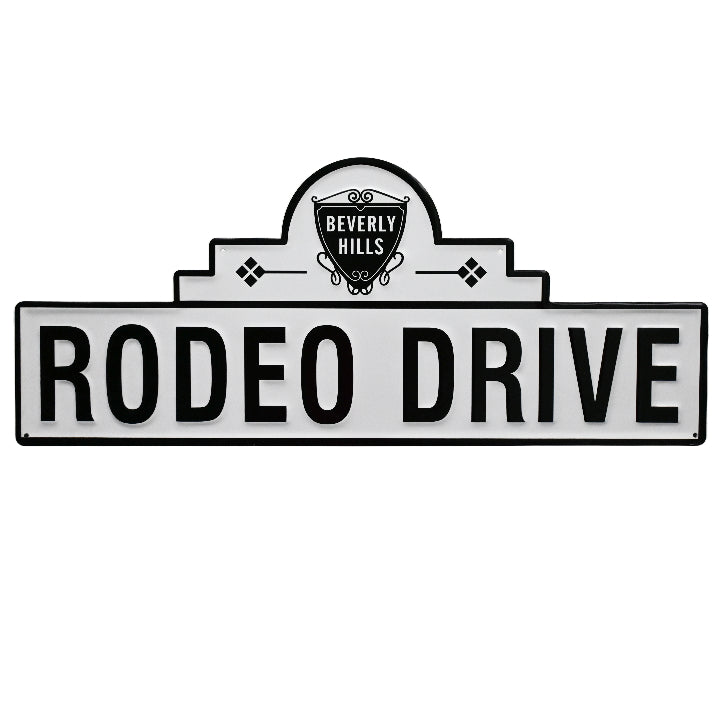24"x10" EMBSSD RODEO DRIVE METAL WALL SIGN C/P 16