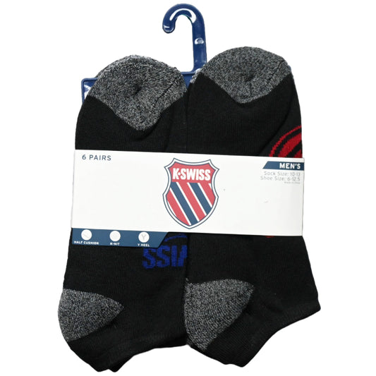 6pk K-SWISS MEN HF CUSH MARLED LOW CUT SOCKS C/P 36