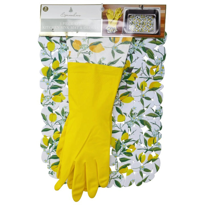 3pc Lem Kitchen Mat Sil Glove Set C/P 24