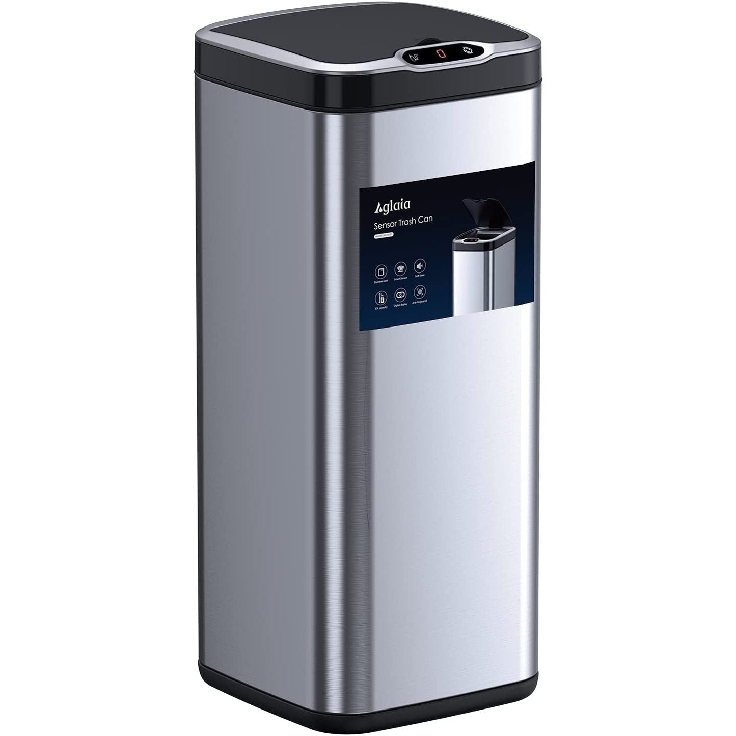 8gal AGLAIA AUTOMATIC S.STEEL TRASH CAN C/P 1