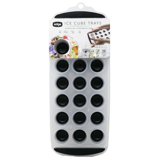 Edge 2pk Silicone Ice Cube Tray Standard Round Black C/P 12