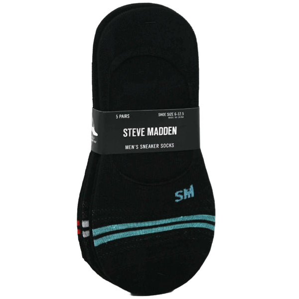5pk MEN BLACK DUSTER FOOT LINERS SIZE 10-13 STEVE MADDEN C/P 36