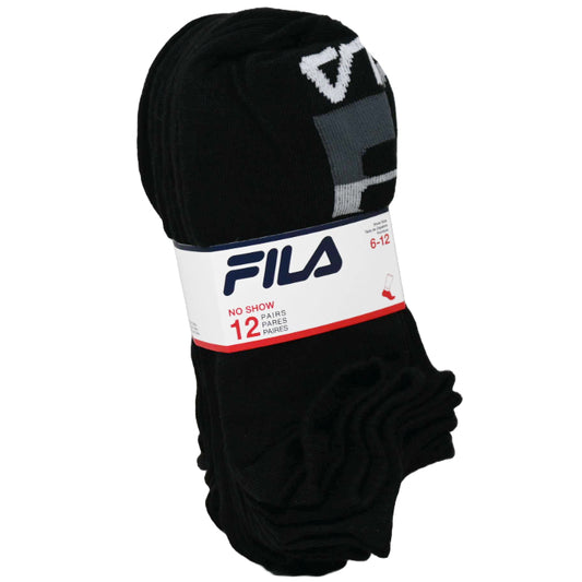 12pk MEN BLK FILA BLOCKED NS SOCKS SIZE 10-13 C/P 60