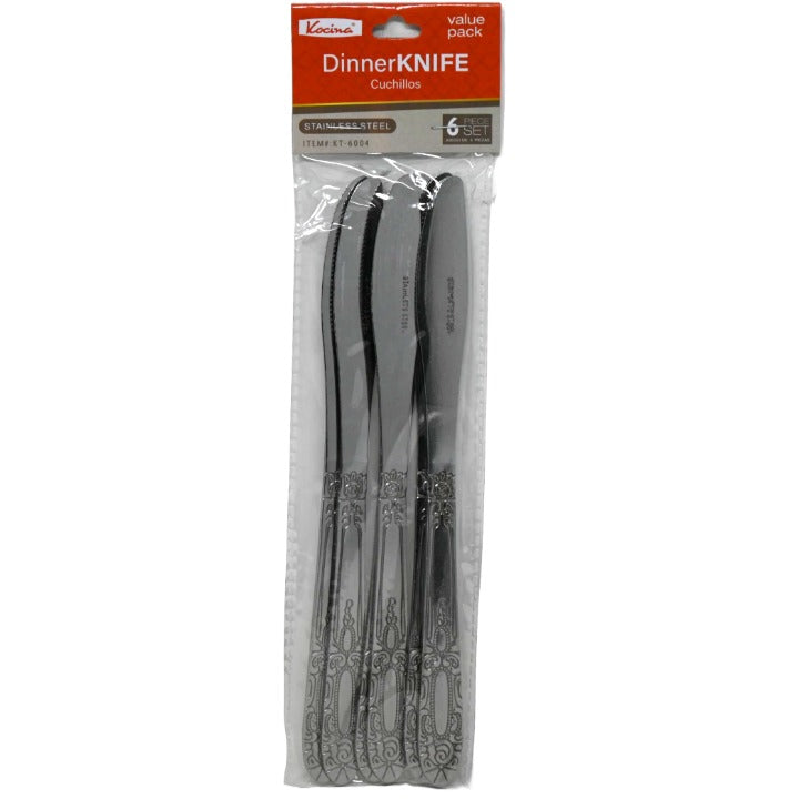 6pc Set SS Dinner Knife in Peg Bag C/P 96 Kocina
