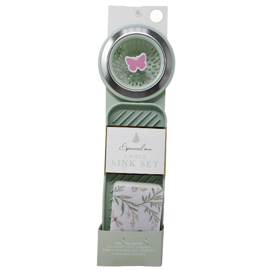 3pc Sage Sink Strainer/Tray/Sponge C/P 24
