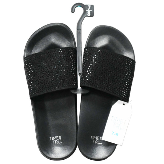 LADIES BLACK SLIDE SANDAL W/BLING SIZE 7/8 C/P 12