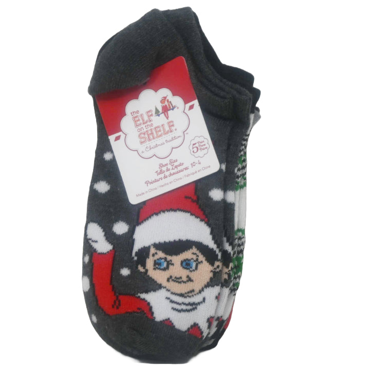 5pk ELF ON THE SHELF HOLIDAY PLAID NS SOCKS SIZE 6-8 C/P 60