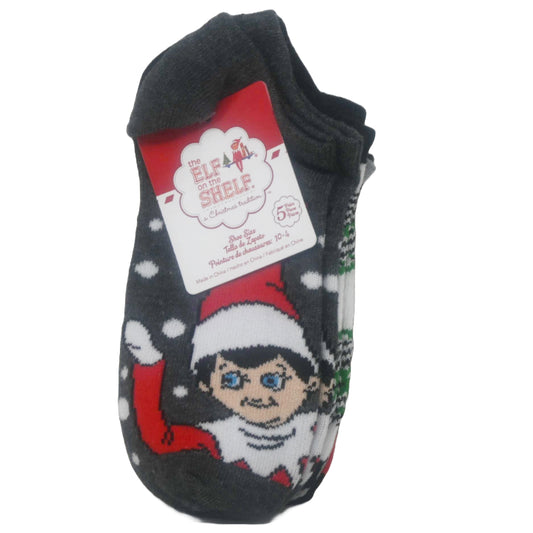 5pk ELF ON THE SHELF HOLIDAY PLAID NS SOCKS SIZE 6-8 C/P 60