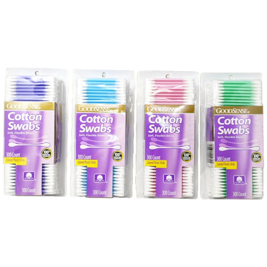 300ct Cotton Swabs Colored Plastic Sticks GOODSENSE C/P 24