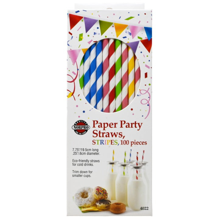 100pc Clr Stripes Straws C/P 100 Norpro