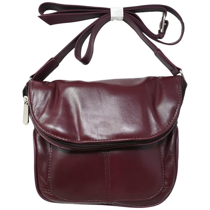 *NO CA* BLACK GENUINE LEATHER 2X EXPANDABLE BOHO BAG (NO UPC) C/P 16