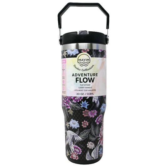 Blk Floral 24oz SS DW Tumbler C/P 24 Mayim