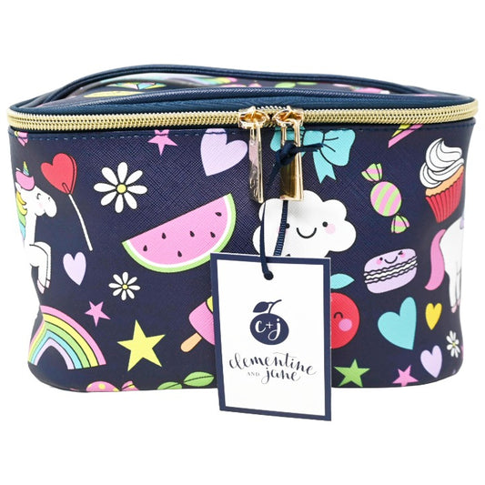 *OUTSIDE CA* NAVY TRAIN CASE W/PRINTS CLEMENTINE AND JANE C/P 20