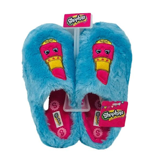 Girls 11-3 Shopkins Lippy Lip Blue Plush Clog C/P 12