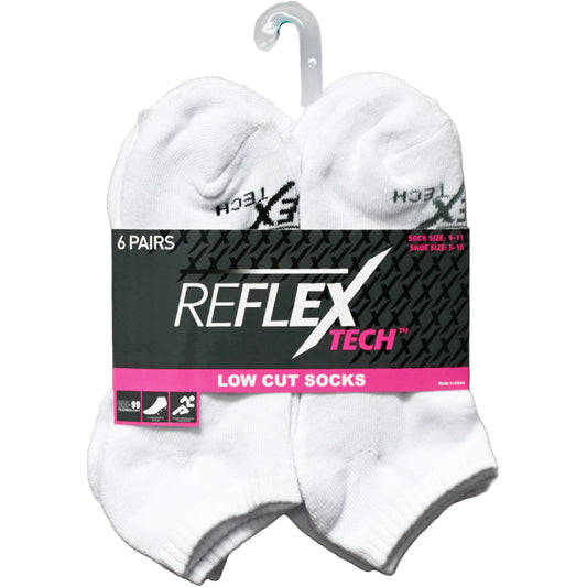 6pk LADIES WHITE CUSHIONED LOW CUT SOCKS SIZE 9-11 C/P 36