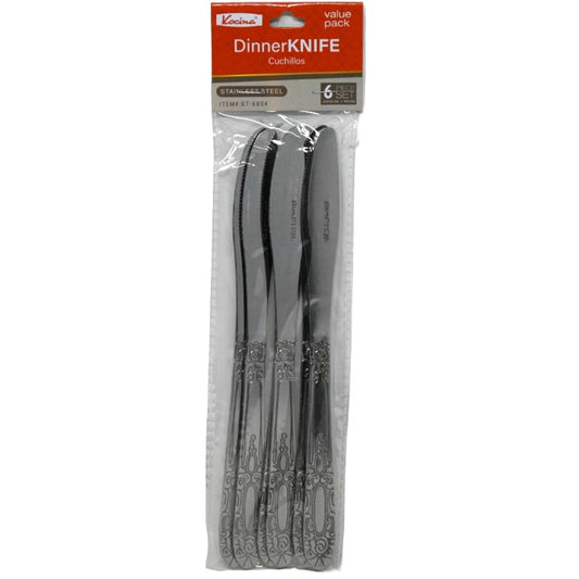 6pc Set SS Dinner Knife in Peg Bag C/P 96 Kocina