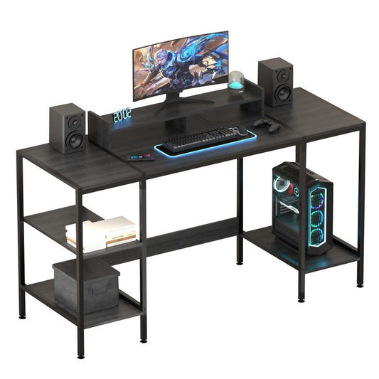 Dk Brn Wd Desk MDF Metal Legs 55"x19.5"x29" (No UPC, FNSKU Only) C/P 1
