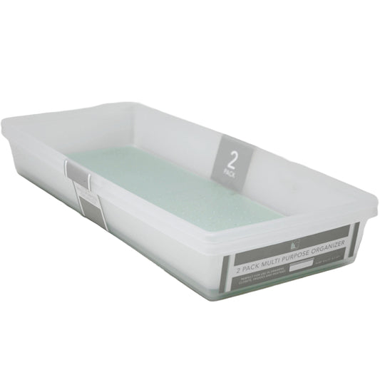 2pk Green Drawer Organizer with Grey TPR 16x6.7x1.97" C/P 12