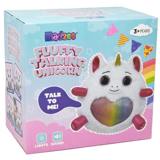9.5" PLUSH FLUFFY UNICORN W/MUSIC & SOUNDS C/P 12