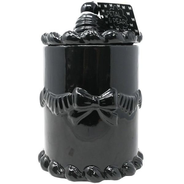 Blk Cherry Canister w/Lid C/P 12 Petal & Pearl